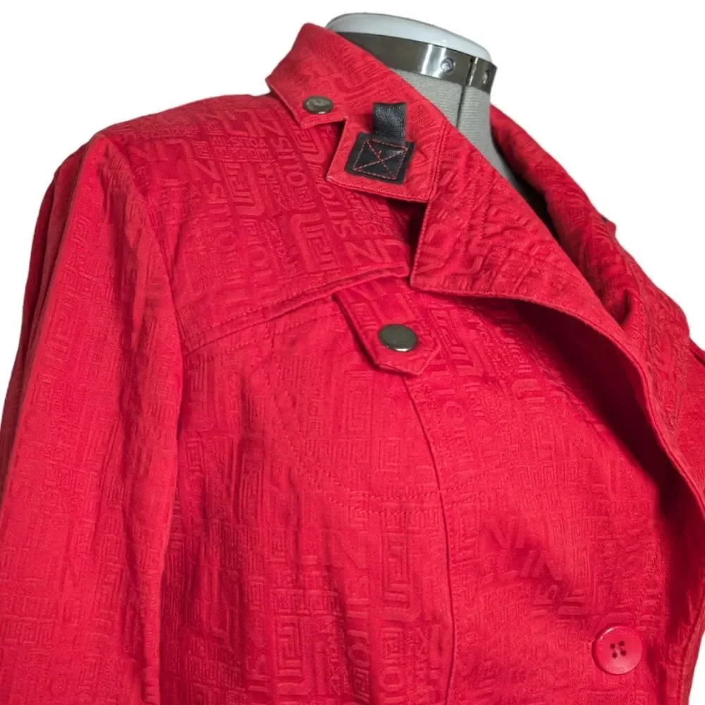 Women's Designer Simon Chang Red Blazer Jacket, Size 12